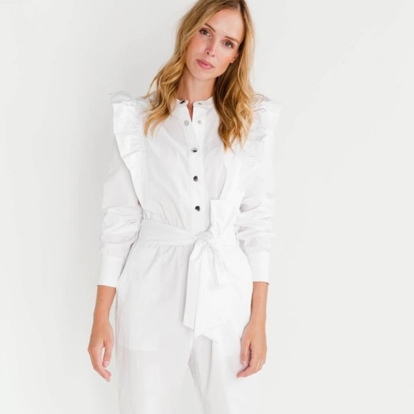 CUSTOMMADE White Ruffle Long
Sleeve Jumpsuit NWT - Picture 3 of 12
